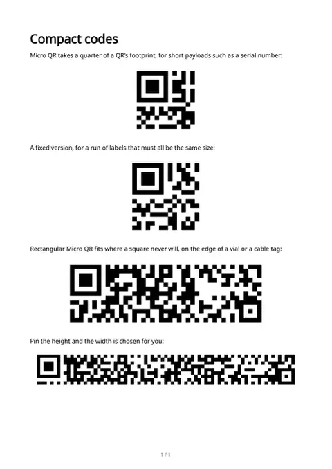 Micro QR & rMQR, first page