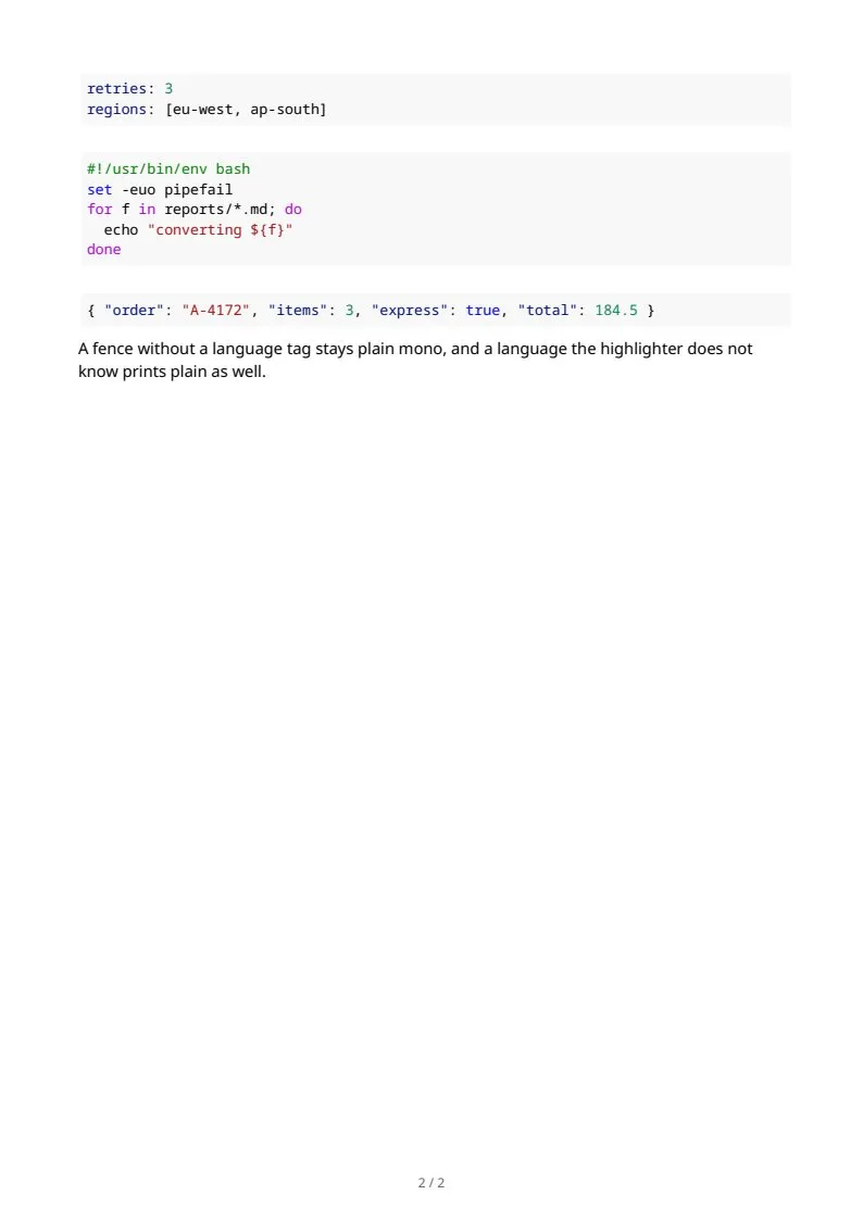 Code & syntax highlighting, page 2 of 2