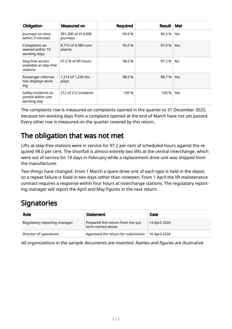 A compliance filing, page 2 of 2