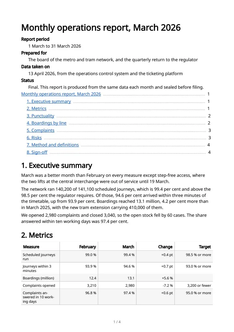 A full report, end to end, page 1 of 4