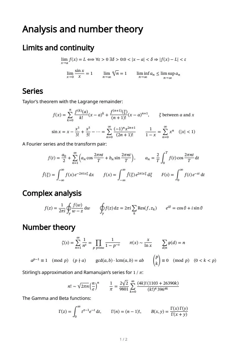 Analysis & number theory, page 1 of 2