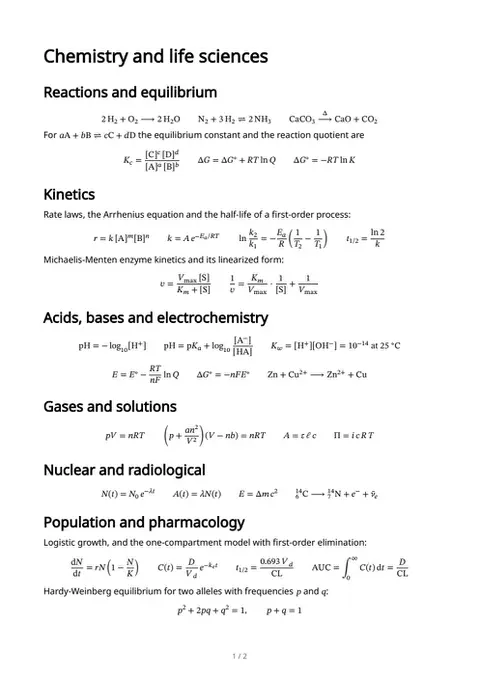 Chemistry & life sciences, first page