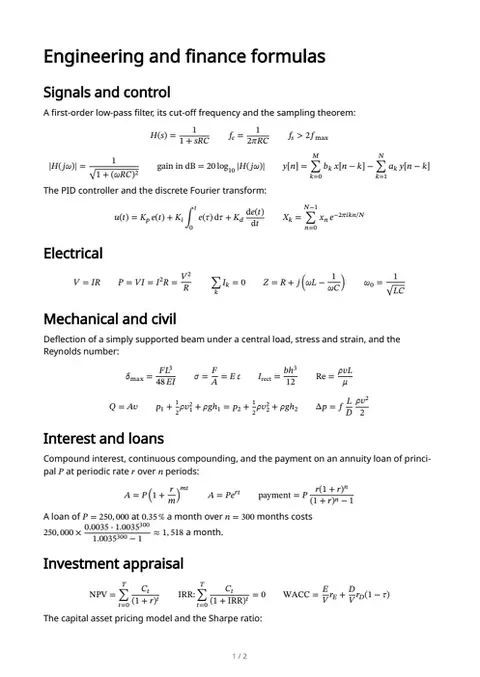 Engineering & finance, first page