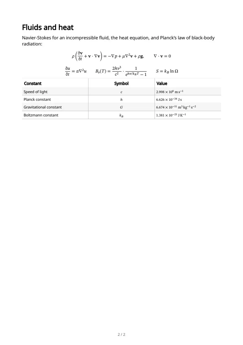Physics: field equations, page 2 of 2