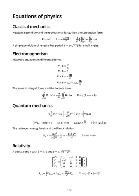 Physics: field equations, first page