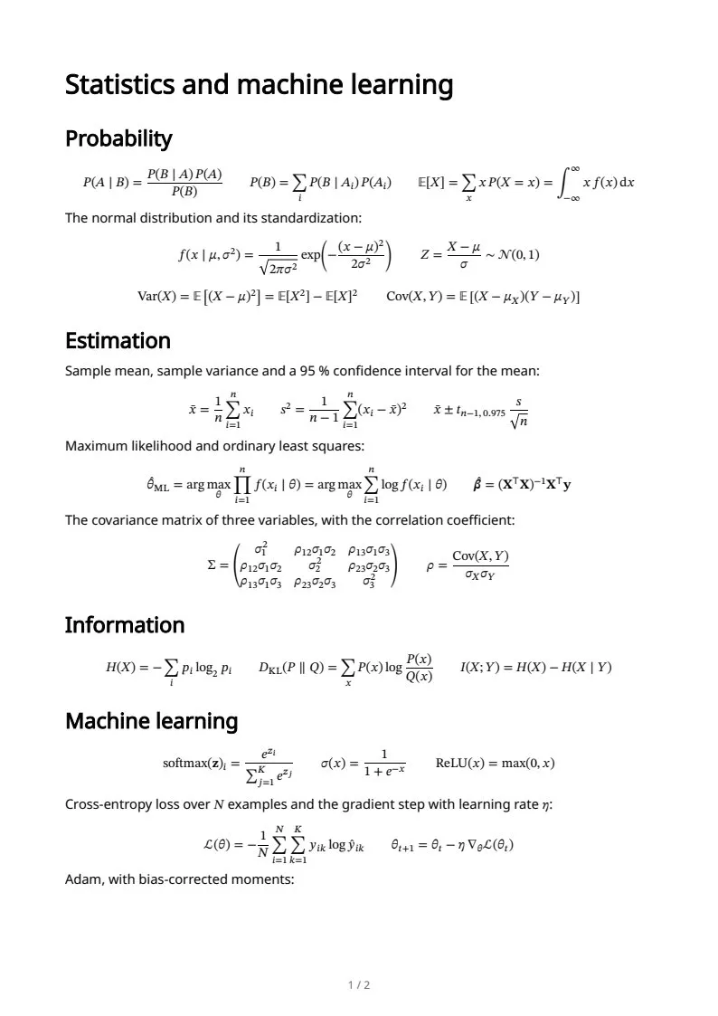 Statistics & machine learning, page 1 of 2