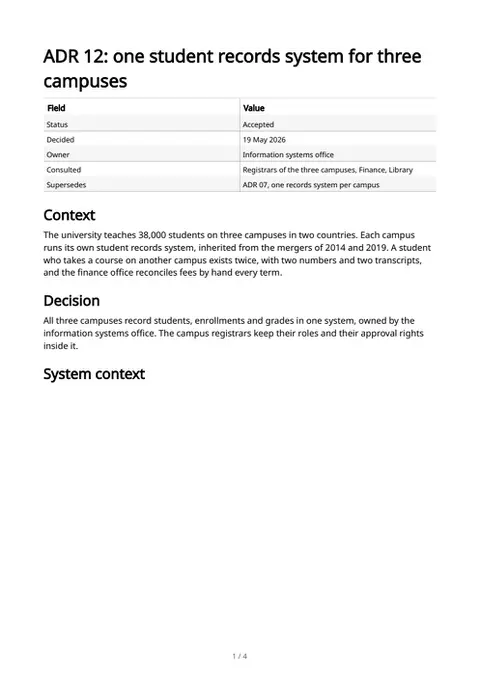C4 context & container diagrams, first page