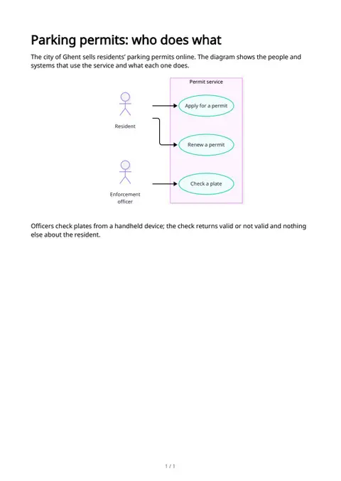 Use case diagrams, first page