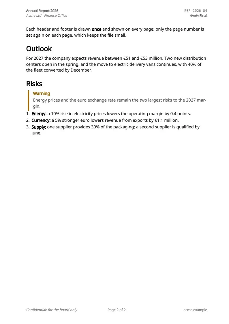 Header & footer, page 2 of 2