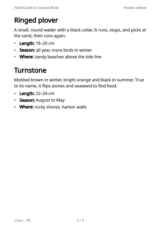Paper format, page 2 of 2