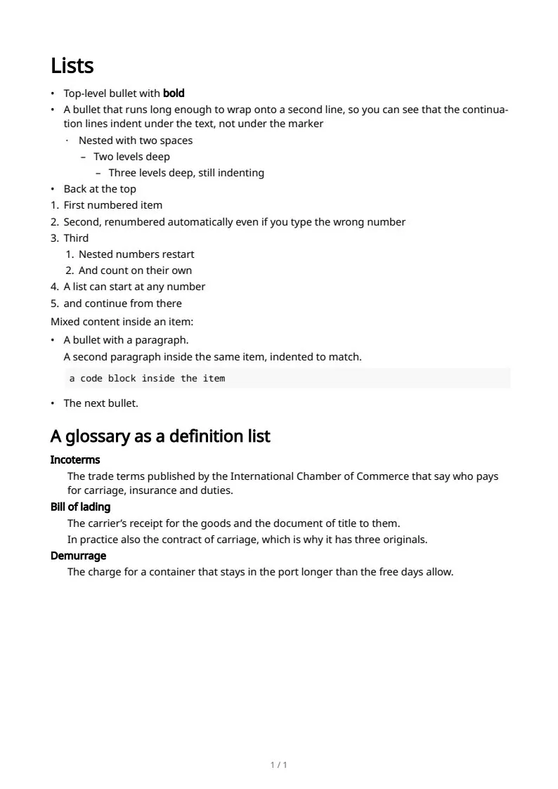 Lists, page 1 of 1