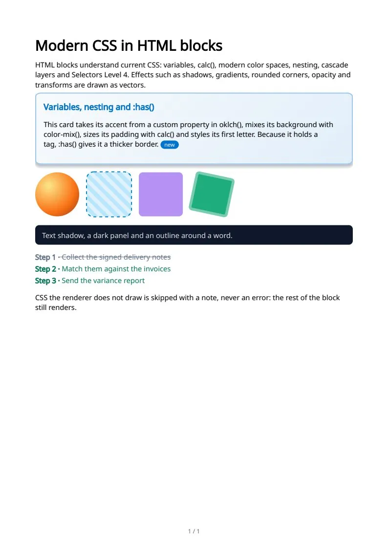 Modern CSS in HTML, page 1 of 1